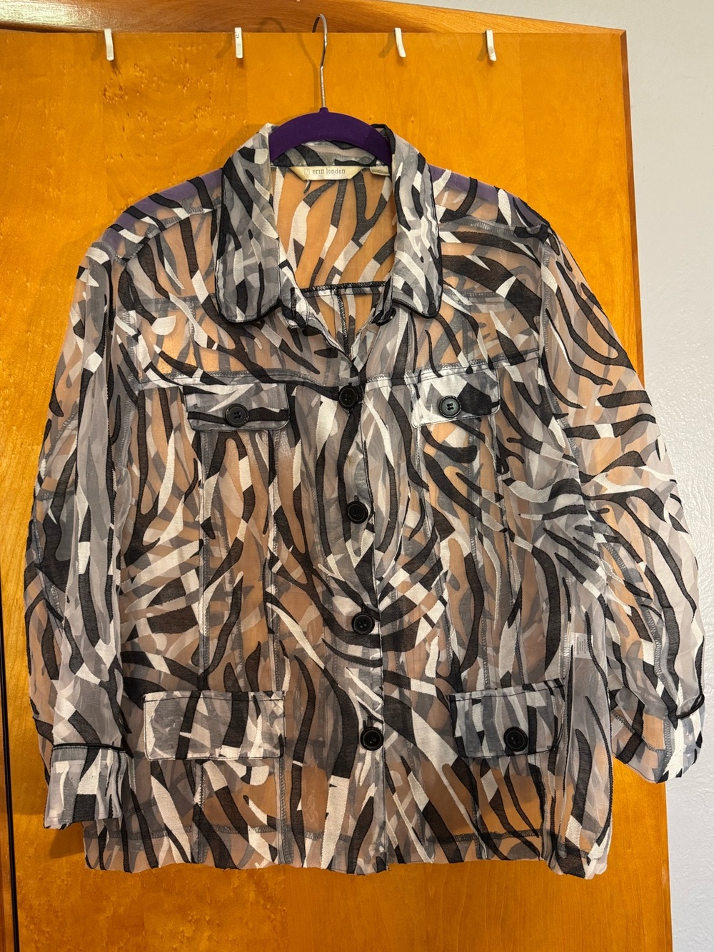 Vintage Erin London Lightweight Semi-Sheer Button-Up Jacket